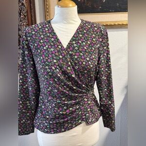 Vintage Bona Chic Wrap Blouse | Rhinestone Buttons | Tokyo Sankei Co.